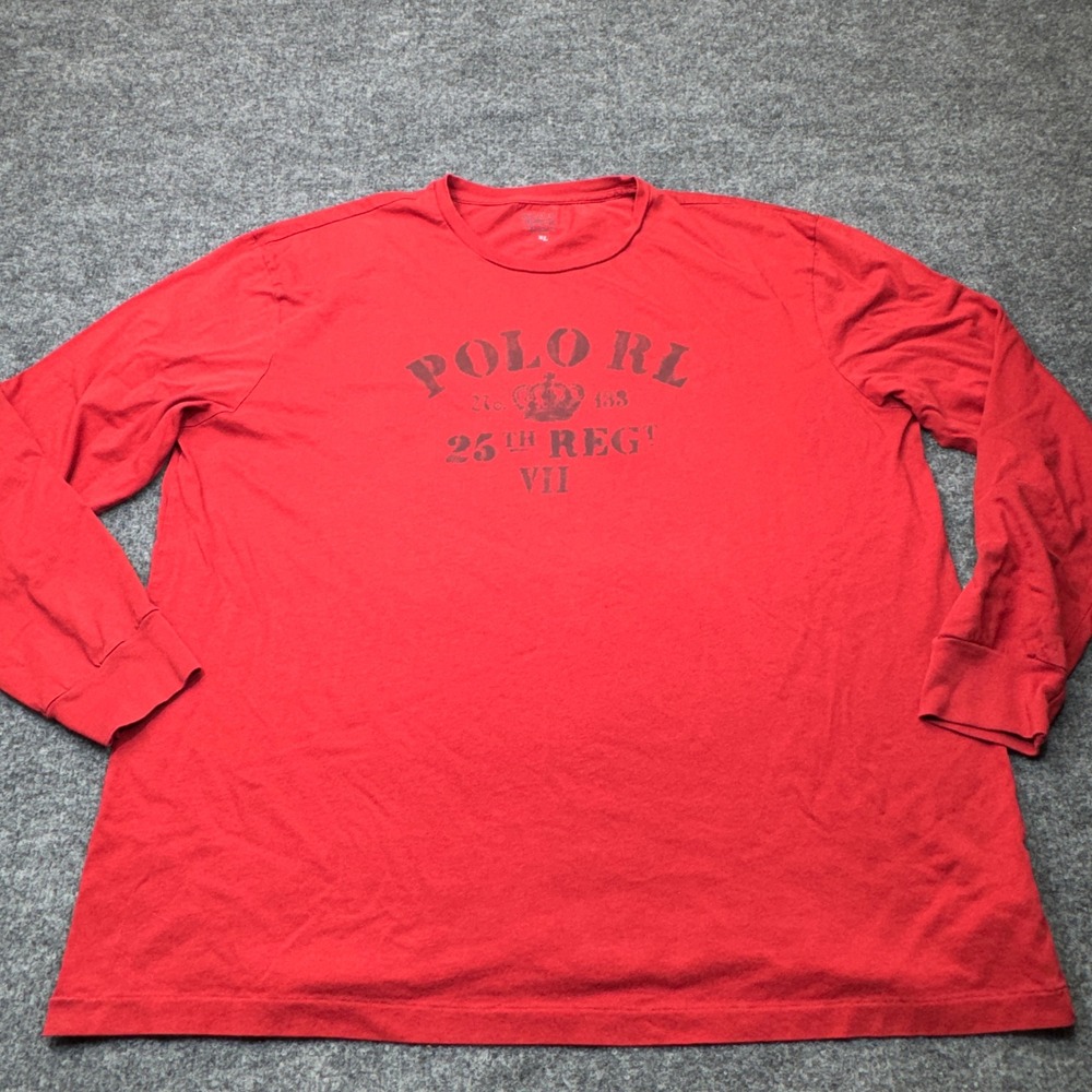 Polo Ralph Lauren Shirt Mens XL Red Long Sleeve 25th Reg Graphic Cotton Tee
